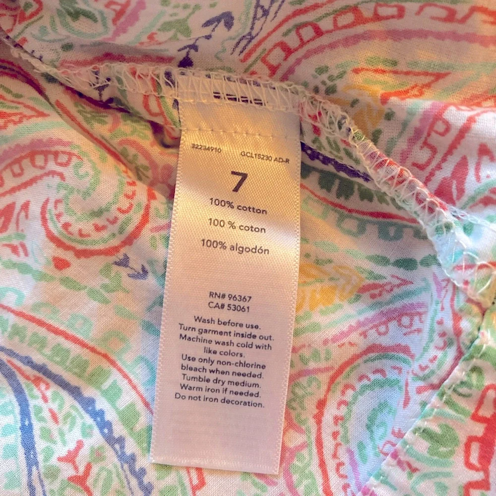OshKosh B’Gosh Girls Paisley Peasant Blouse Size‎ 7 Pastel Boho Top
